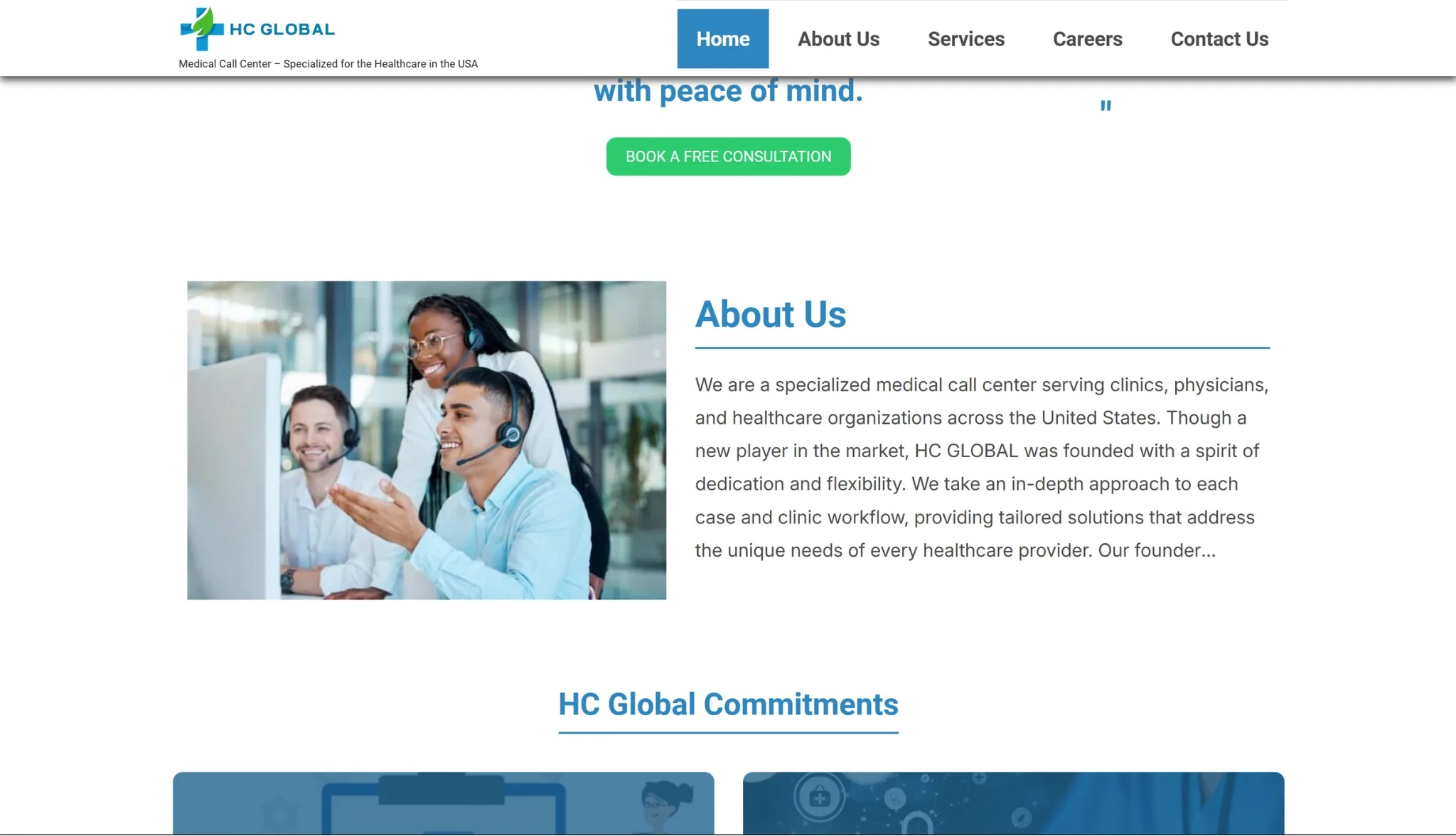 Website landing page Medical Call Center - thực hiện bởi VDesign