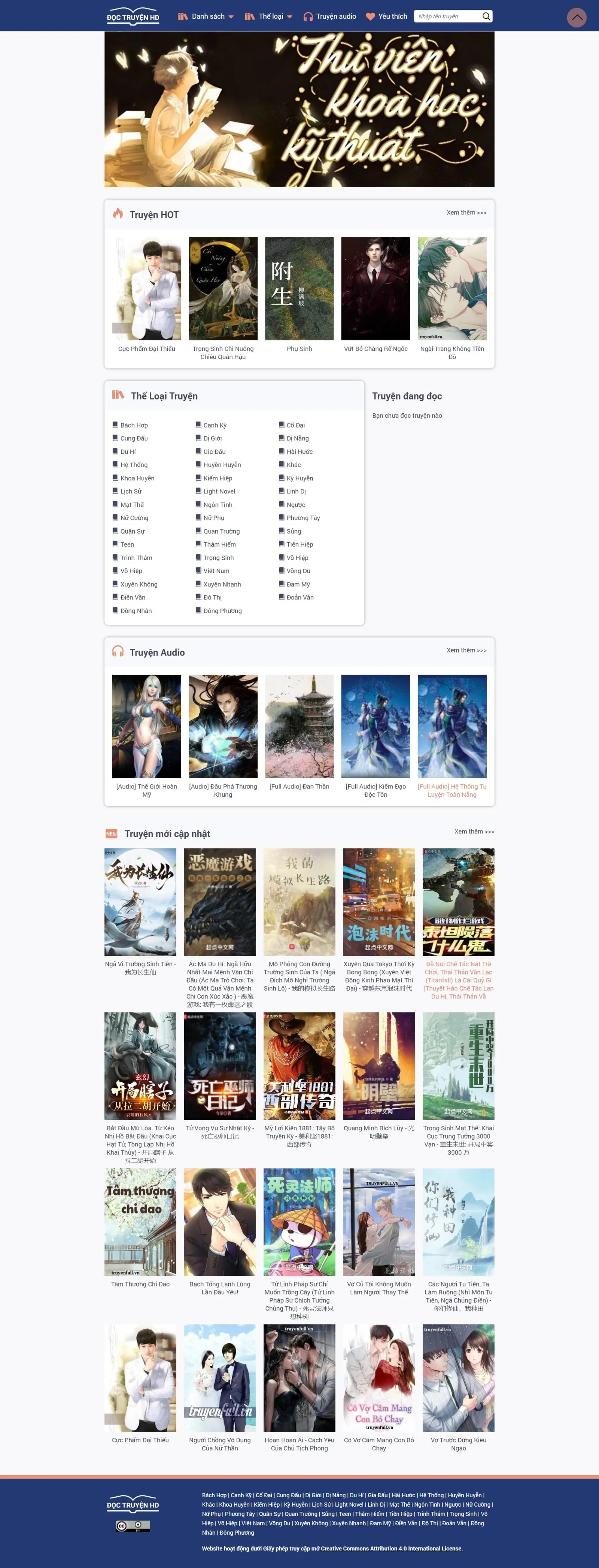 Thiết kế website truyện chữ DoctruyenHD