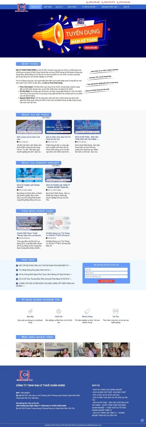 Thiết kế website đại lý thuế Chấn Hưng